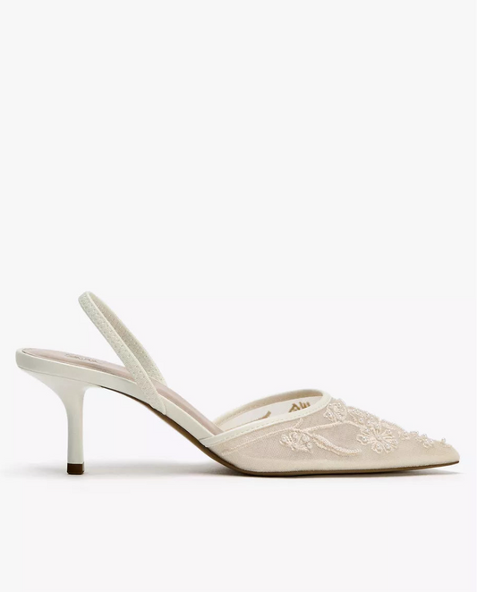 Cherry Ballezza Slingbacks-White